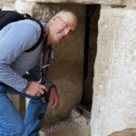 Entering the small door of the Church of the Nativity in Bethlehem