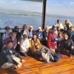 The pilgrims sailing on the Sea of Galilea