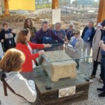 The Magdala Stone replica found in the ancient synagogue in the town of Mary Magdalen. The stone is a symbolic representation of the Temple in Jerusalem.