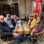 Pilgrims pausing in Jerusalem.