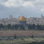 View of the Temple Mount from the Mount of Olives.
The Dome of the Rock is the Muslim Shrine where the two Jewish Temples once stood.