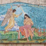 A mosaic of the Annunciation of Mary at the Church of the Annunciation in Nazareth